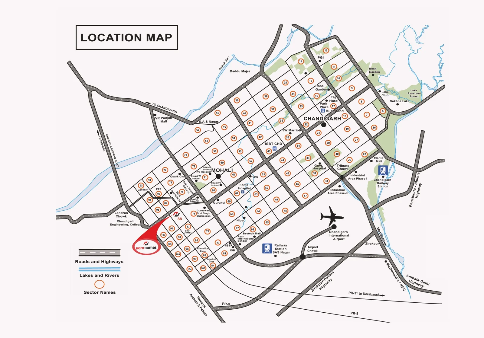 Location Map Hero Homes Mohali